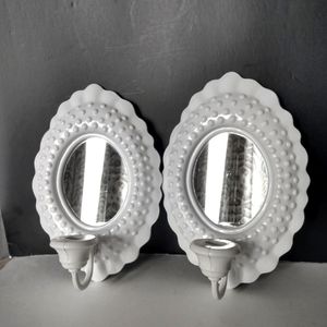Burwood 80s Vintage hobnail mirrored candelholders